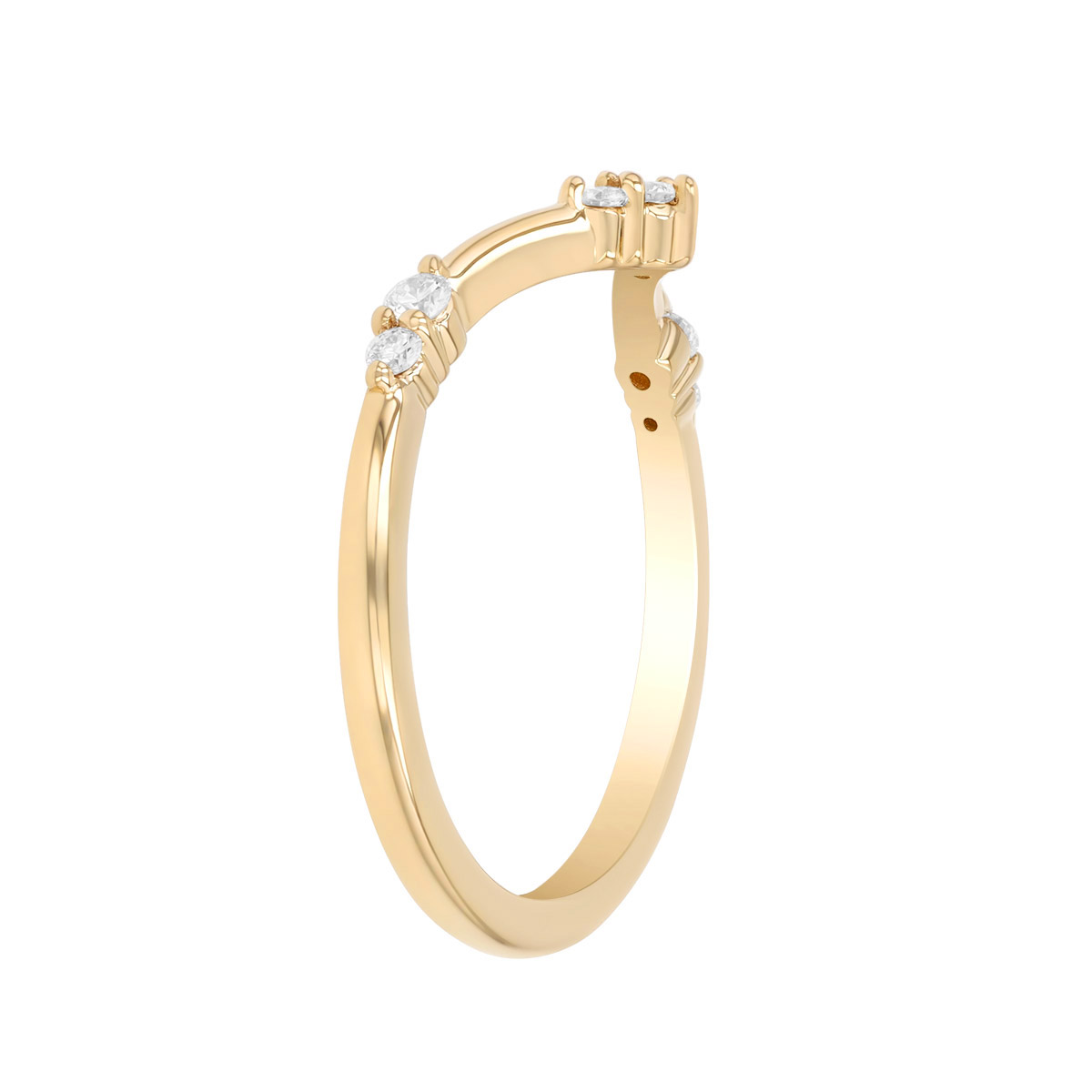 Diamond Cluster Contoured Wedding Band in Yellow Gold