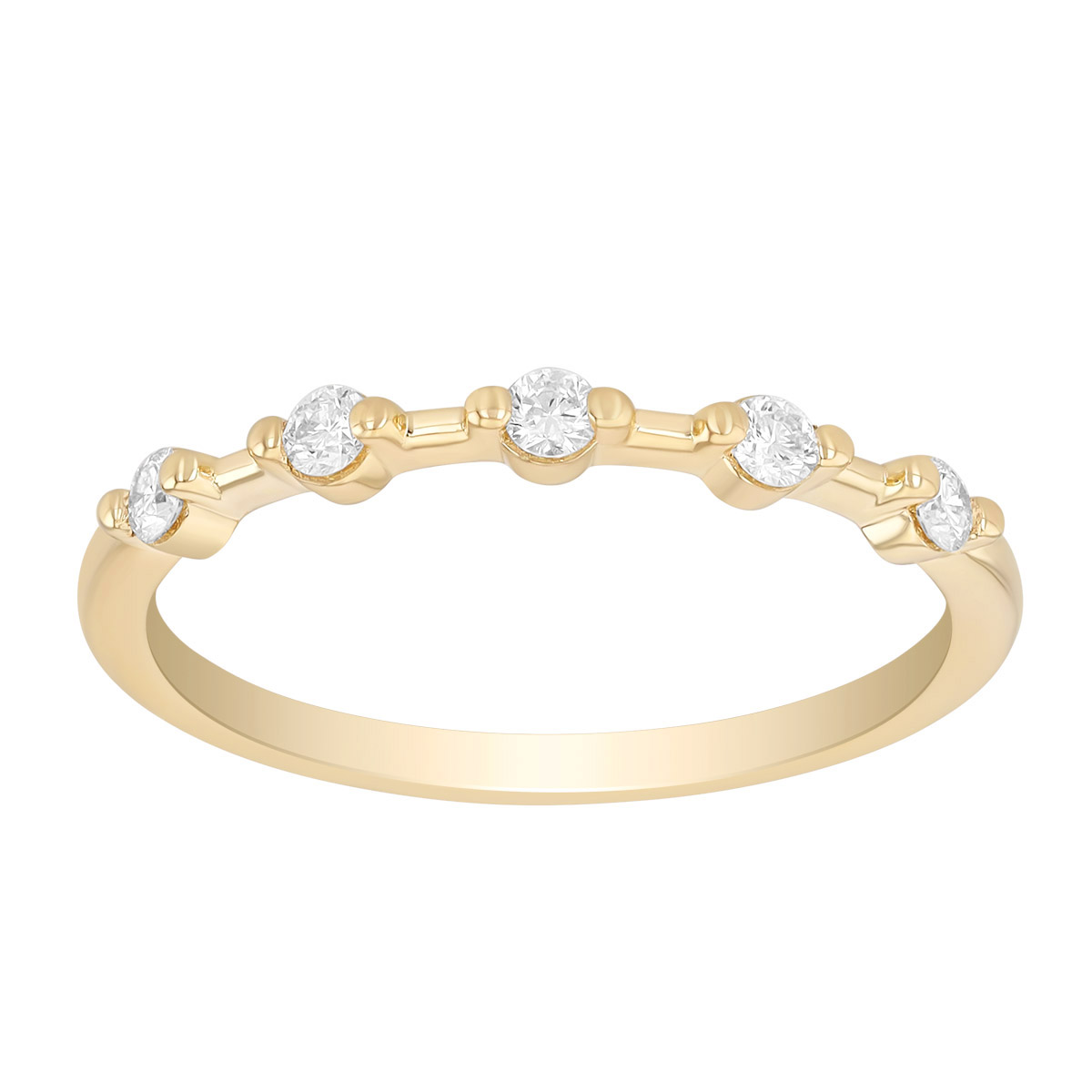 Round Diamond Station Wedding Band in Yellow Gold