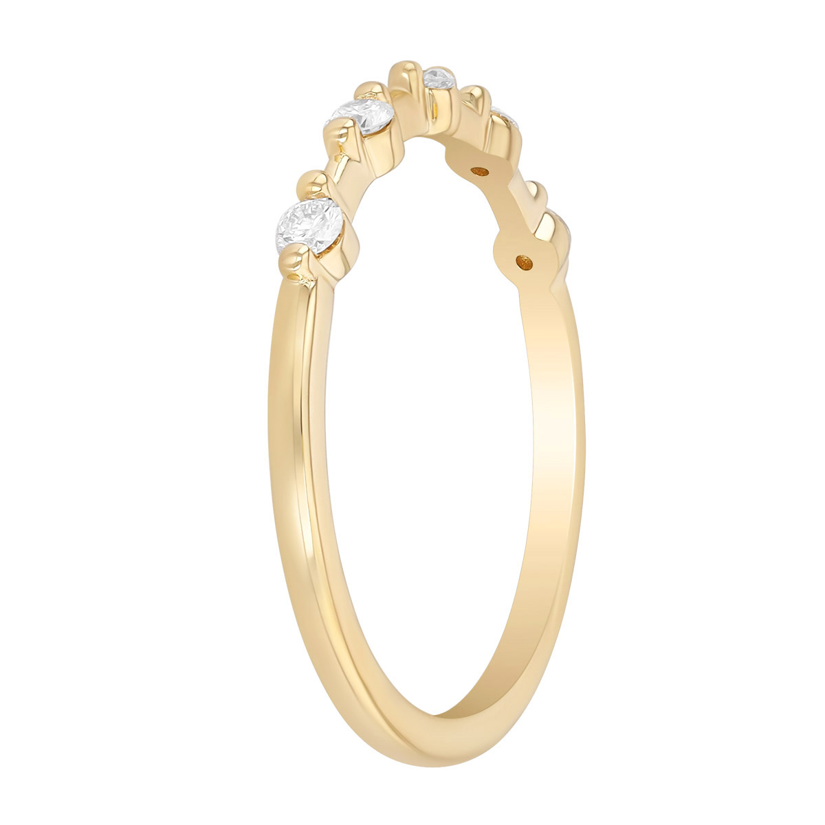 Round Diamond Station Wedding Band in Yellow Gold