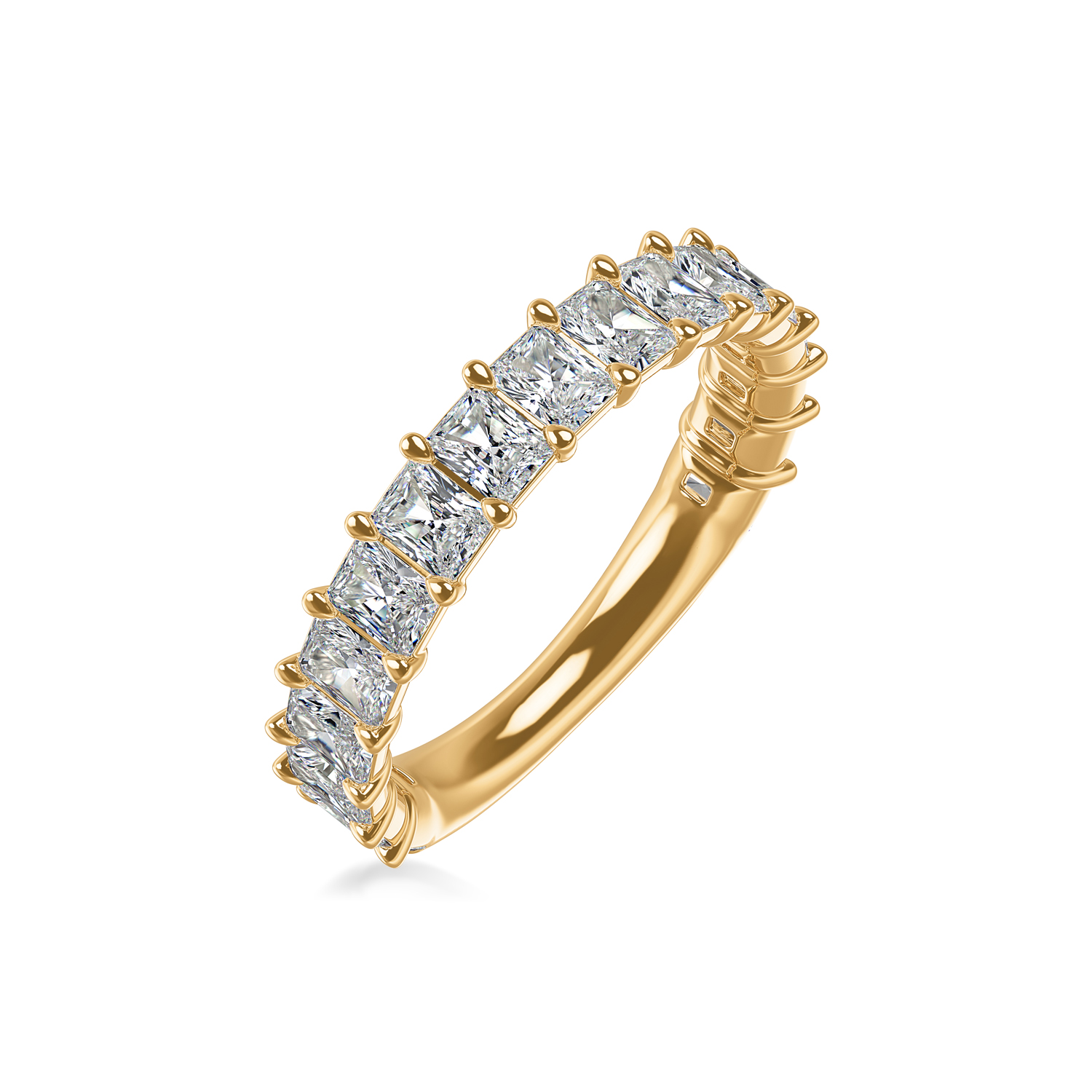 ALTR Lab-Grown Radiant Cut Diamond Shared Prong Wedding Band in Yellow Gold, 2.00 cttw, Size 6.5