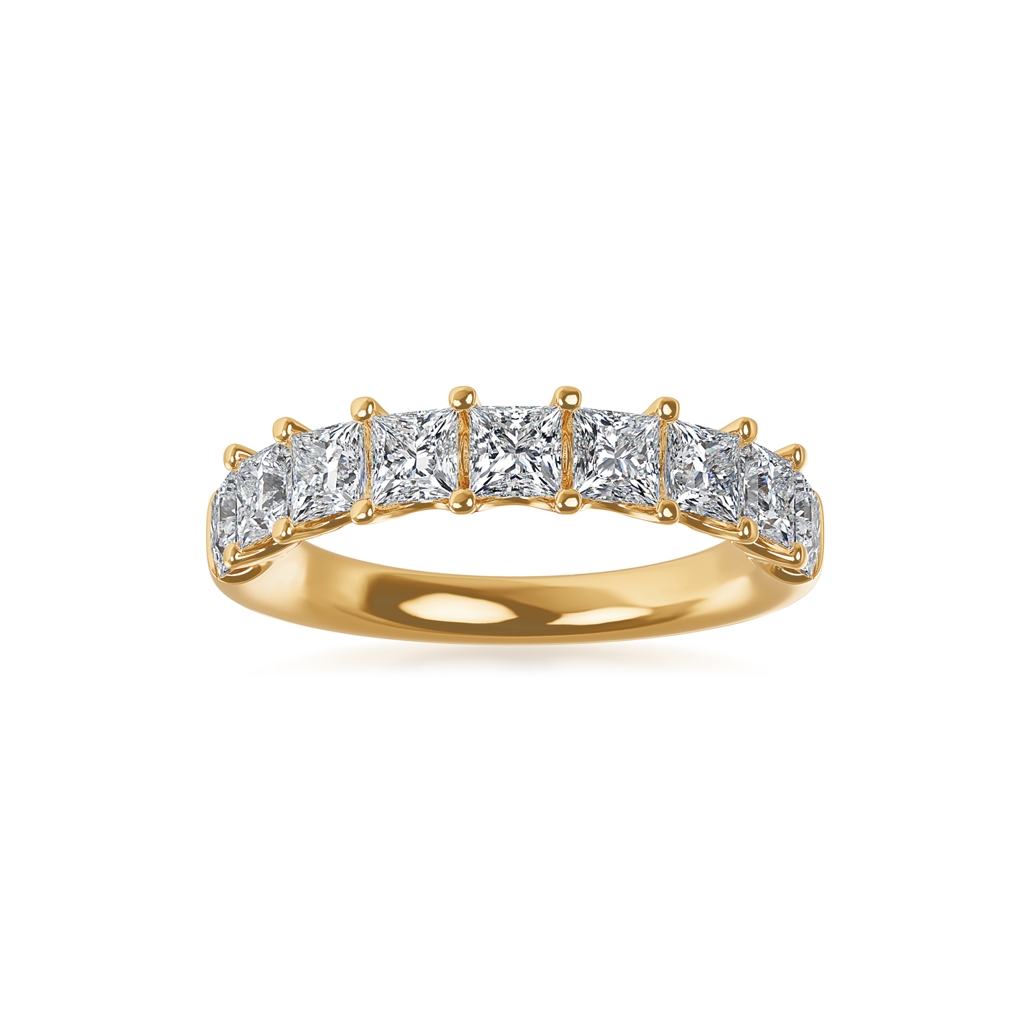 ALTR Lab-Grown Princess Cut Diamond Shared Prong Wedding Band in Yellow Gold, 2.00 cttw