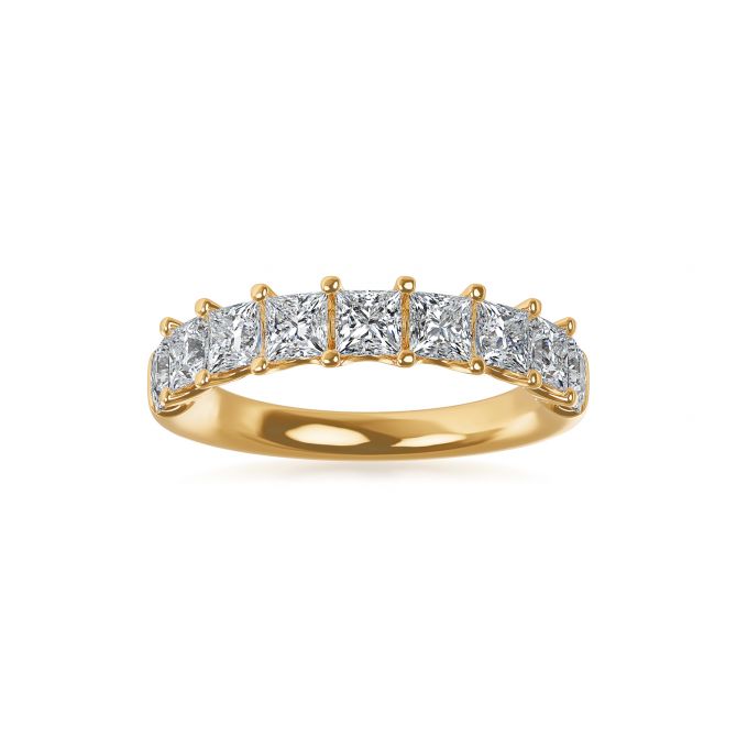 ALTR Lab-Grown Princess Cut Diamond Shared Prong Wedding Band in Yellow Gold, 2.00 cttw