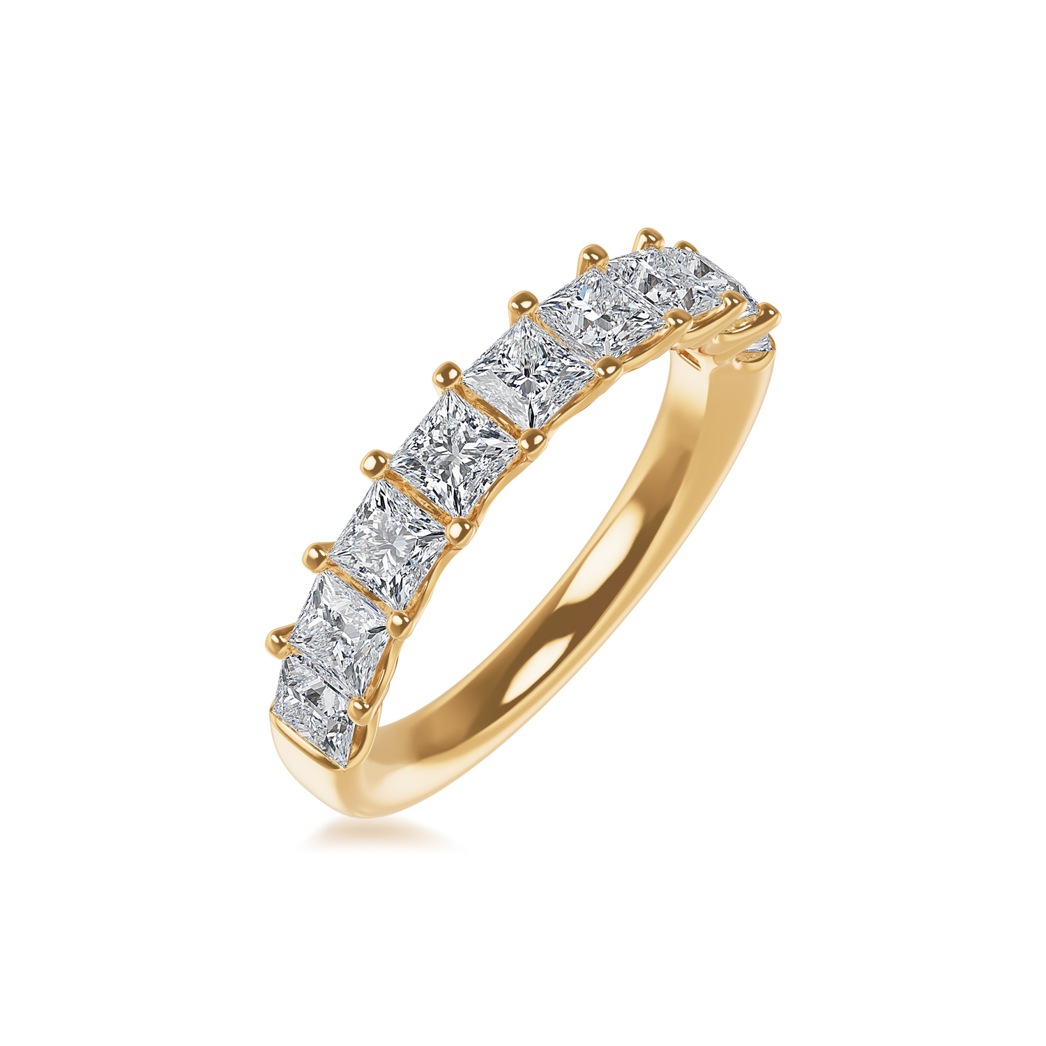 ALTR Lab-Grown Princess Cut Diamond Shared Prong Wedding Band in Yellow Gold, 2.00 cttw