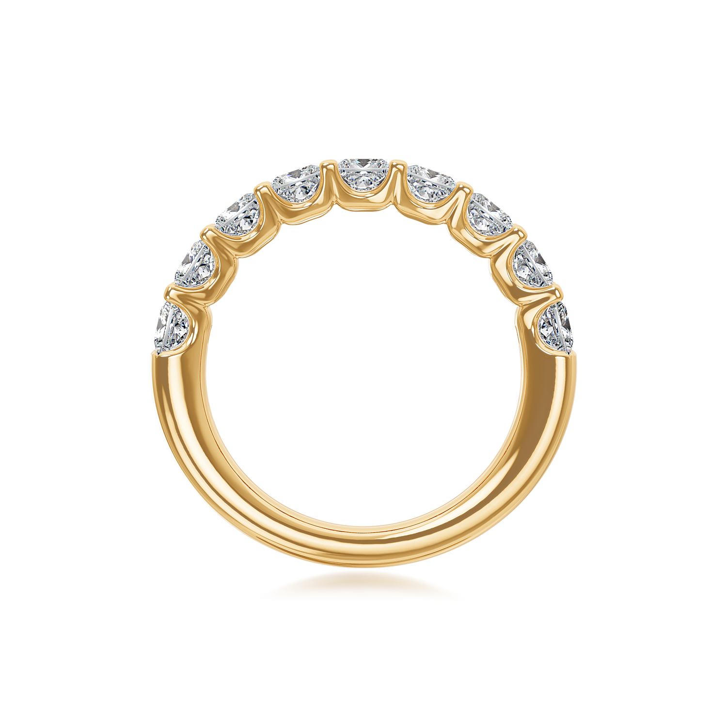ALTR Lab-Grown Princess Cut Diamond Shared Prong Wedding Band in Yellow Gold, 2.00 cttw
