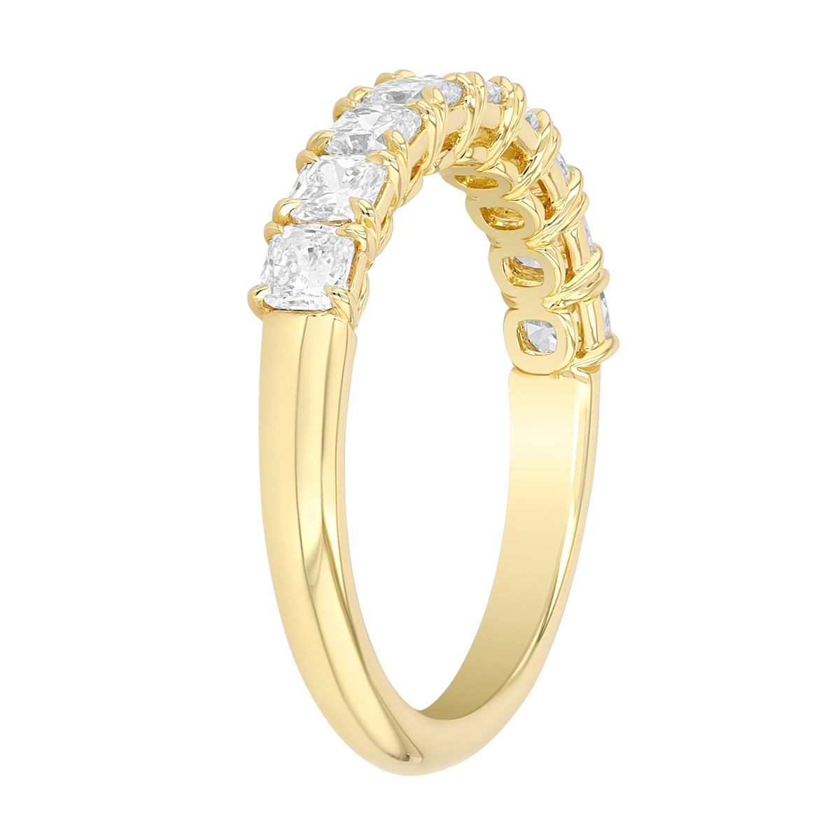 Precision Set Grand Aire Cushion Cut Diamond Wedding Band in Yellow Gold, 1.10 cttw