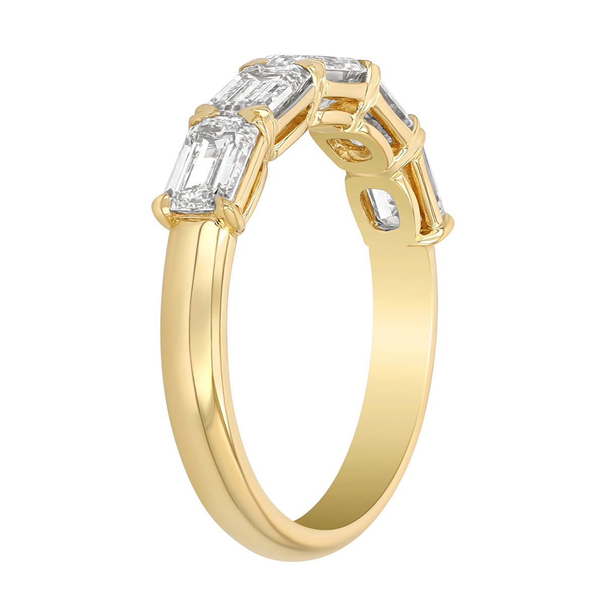 Precision Set Grand Aire Emerald Cut Diamond Wedding Band in Yellow Gold, 1.68 cttw