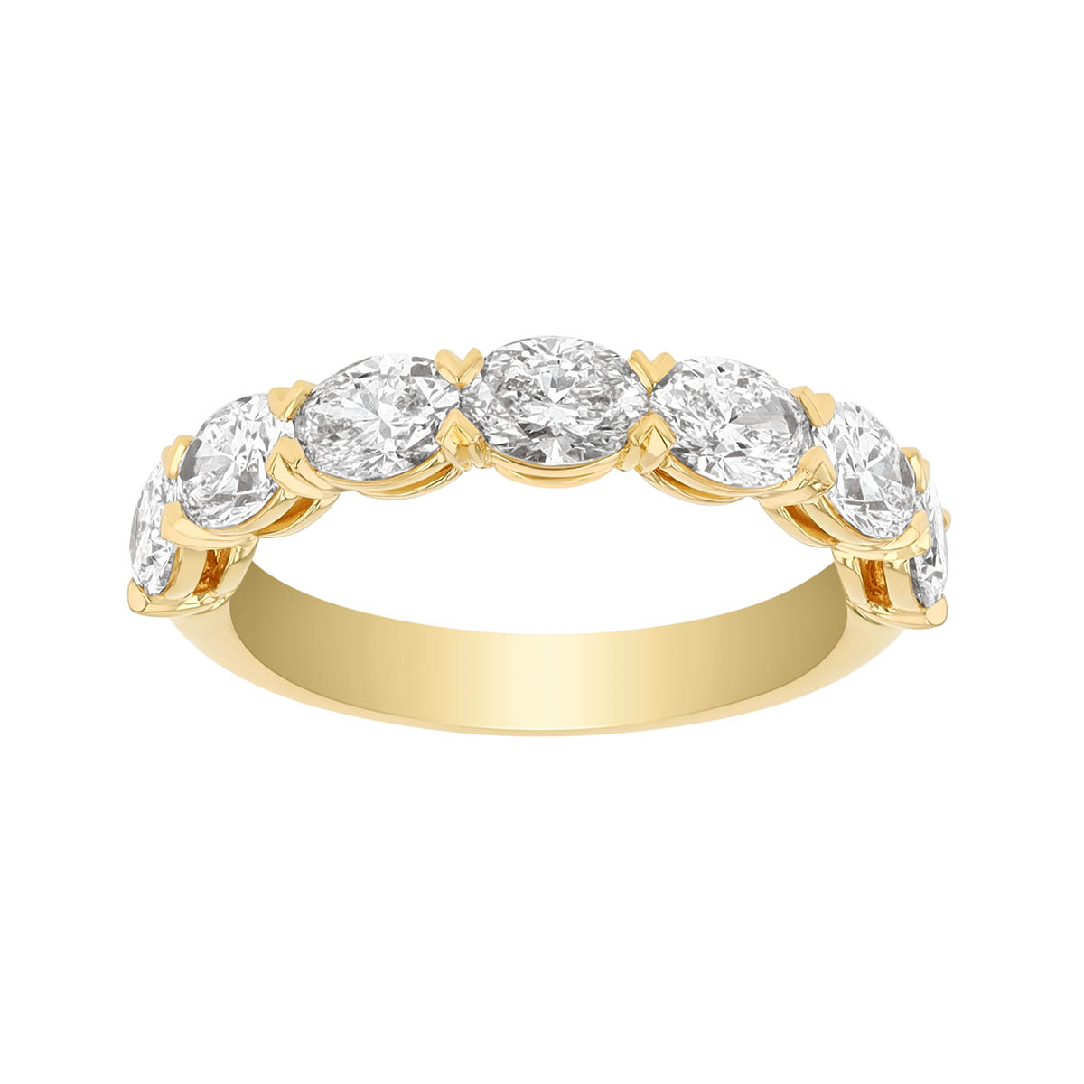 Precision Set Grand Aire Oval Diamond Wedding Band in Yellow Gold, 1.79 cttw