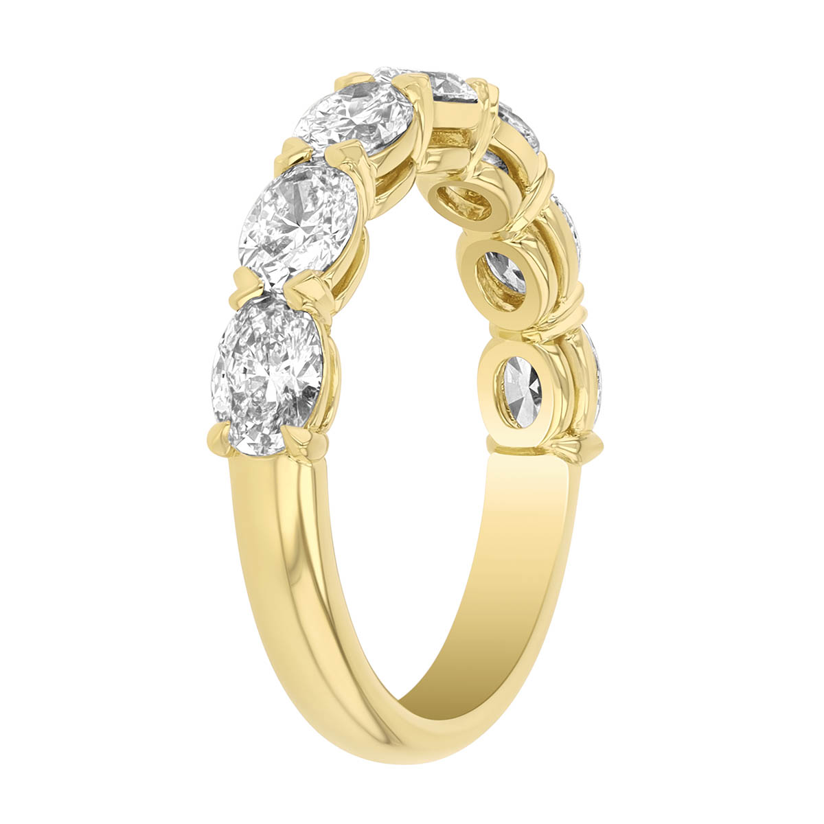 Precision Set Grand Aire Oval Diamond Wedding Band in Yellow Gold, 1.79 cttw