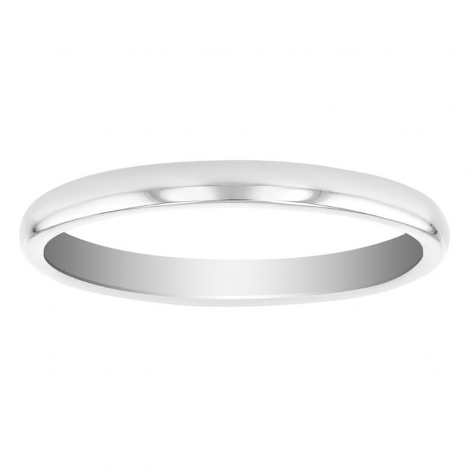 Platinum Comfort Fit Low Dome 2 mm Wedding Band