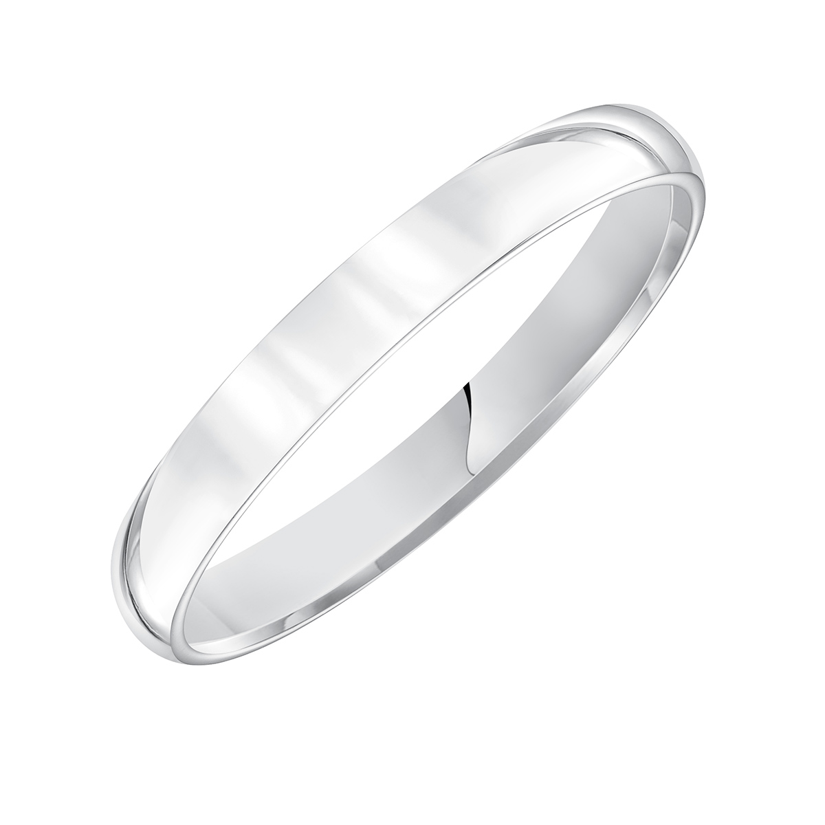 Platinum Comfort Fit Low Dome 3 mm Wedding Band, Size 7