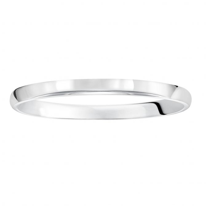 Platinum Comfort Fit Low Dome 2 mm Wedding Band, Size 7
