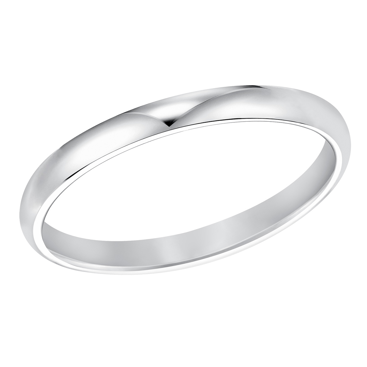 Platinum Comfort Fit Low Dome 2 mm Wedding Band, Size 7