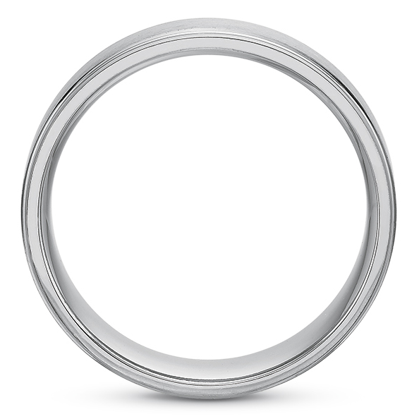Platinum Brushed 5 mm Wedding Band with Polished Step Edge, Size 5.5