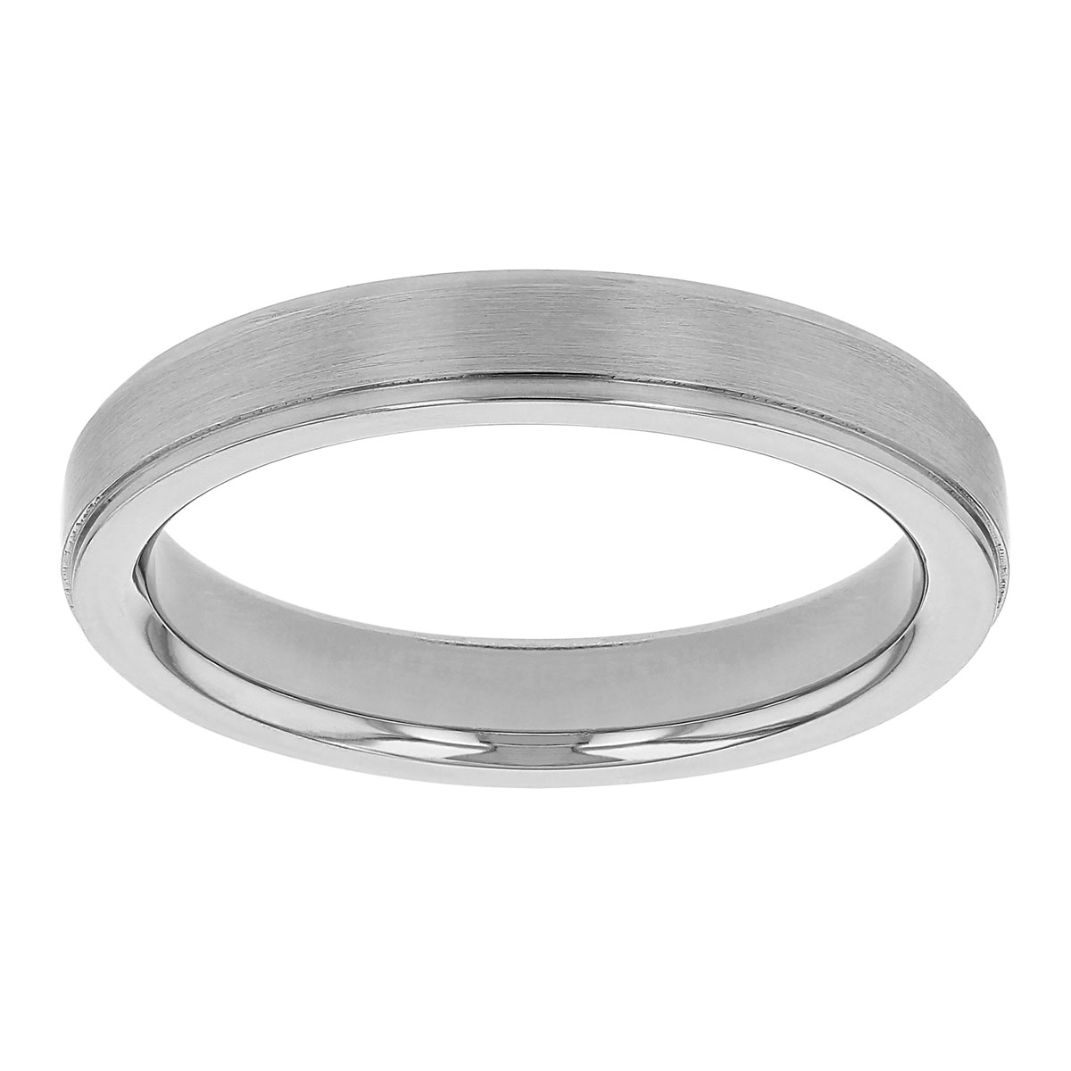 Platinum Satin 3 mm Wedding Band with Step Edge, Size 5