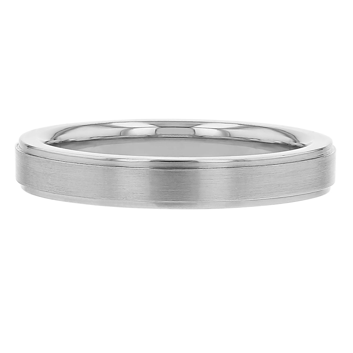 Platinum Satin 3 mm Wedding Band with Step Edge, Size 5