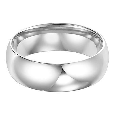 Platinum Comfort Fit Low Dome 5 mm Wedding Band, Size 7.5