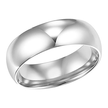 Platinum Comfort Fit Low Dome 5 mm Wedding Band, Size 7.5