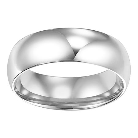 Platinum Comfort Fit Low Dome 5 mm Wedding Band, Size 7.5