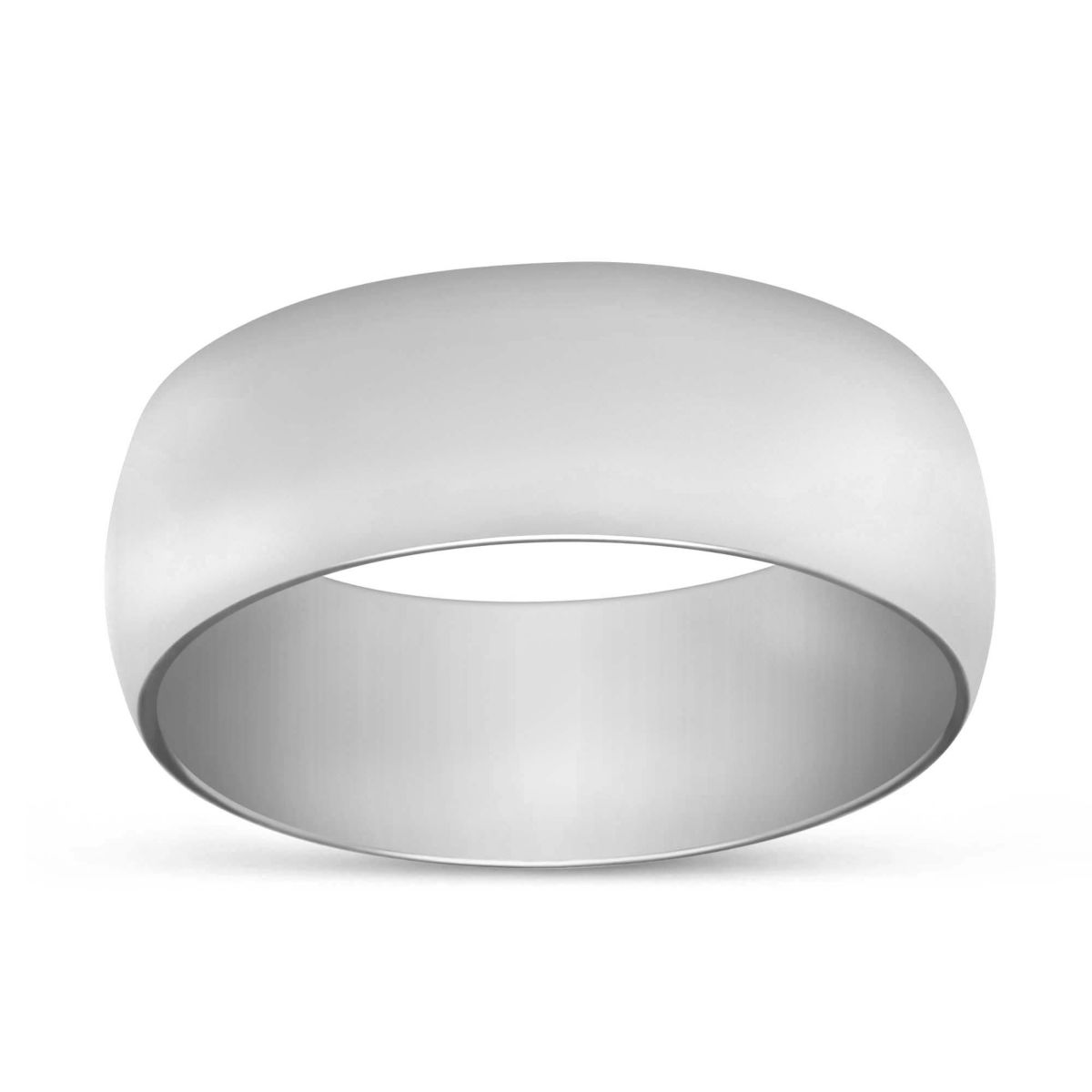 White Gold Low Dome Comfort Fit Wedding Band, 7mm