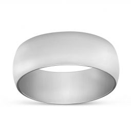 White Gold Low Dome Comfort Fit Wedding Band, 7mm