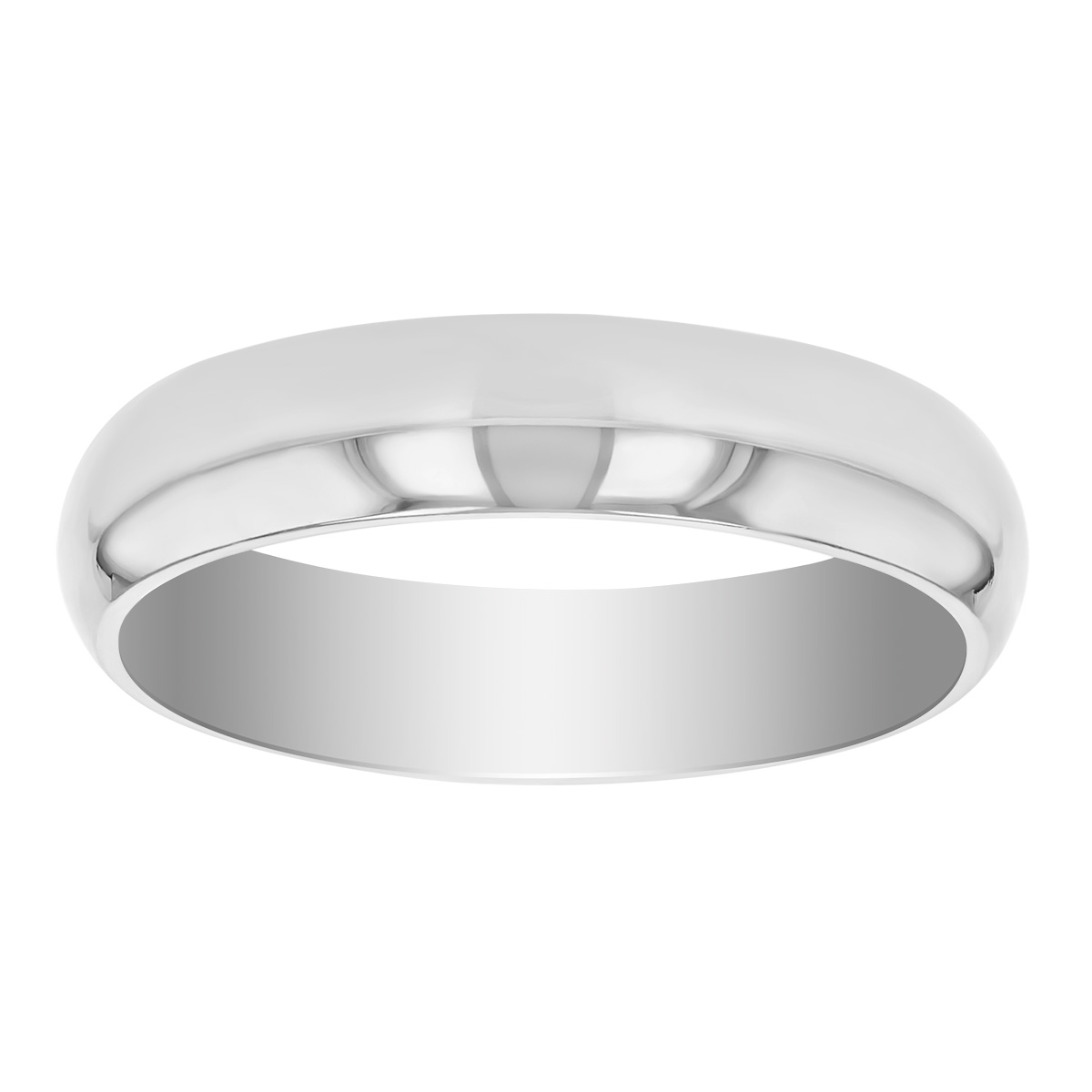 White Gold 4mm Low Dome Comfort Fit Wedding Band, Size 6