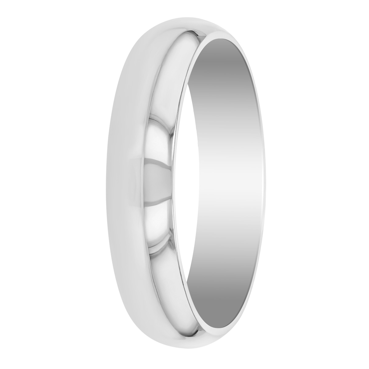 White Gold 4mm Low Dome Comfort Fit Wedding Band, Size 6