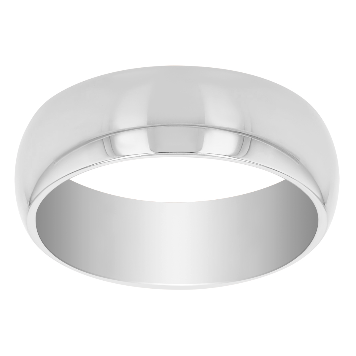 14K White Gold Low Dome Comfort Fit Wedding Band, 6mm