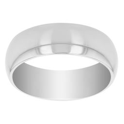 14K White Gold Low Dome Comfort Fit Wedding Band, 6mm