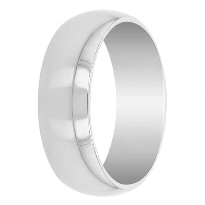 14K White Gold Low Dome Comfort Fit Wedding Band, 6mm Borsheims
