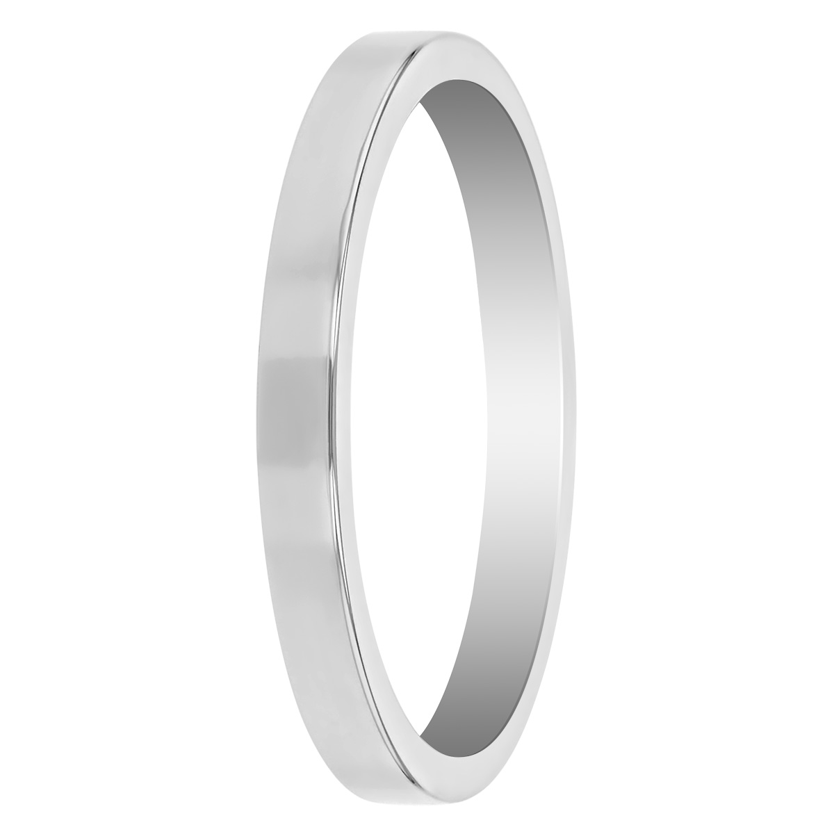 White Gold 2 mm Flat Wedding Band, Size 6