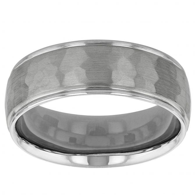 Furrer-Jacot White Gold Hammered 7 mm Wedding Band, Size 8.5