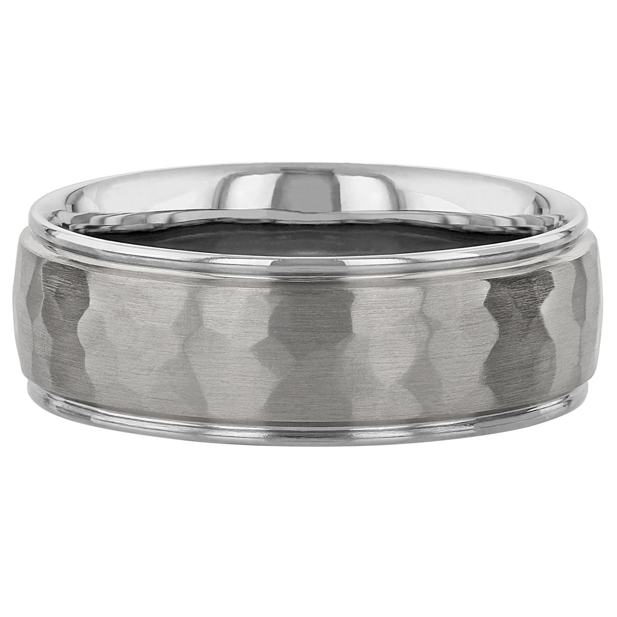 Furrer-Jacot White Gold Hammered 7 mm Wedding Band, Size 8.5