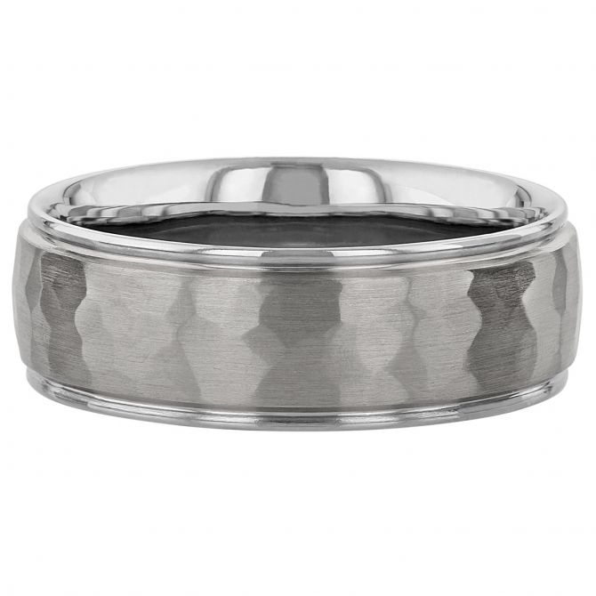 Furrer-Jacot White Gold Hammered mm Wedding Band, Size 71