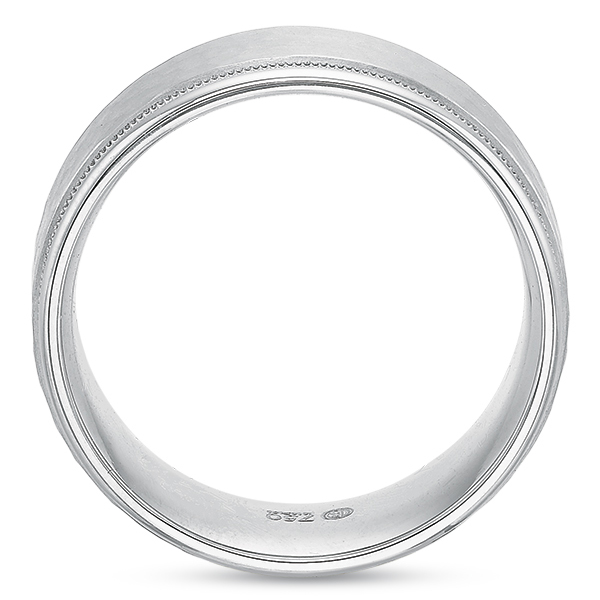 Platinum Hammered 9 mm Wedding Band with Coin Edge Grooves, Size 8