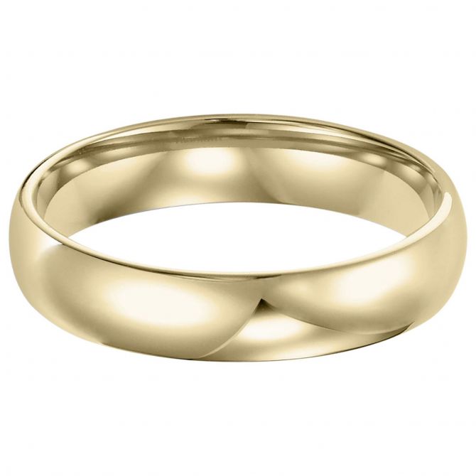 4 mm Comfort Fit Low Dome Wedding Band in Yellow Gold, Size 8