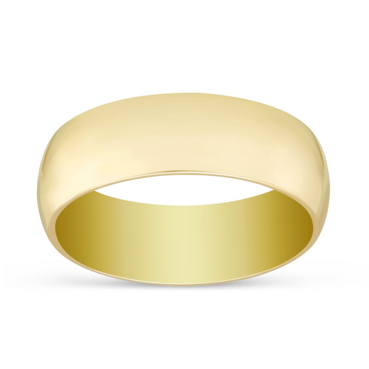 Yellow Gold 6mm Low Dome Comfort Fit Wedding Band, Size 7
