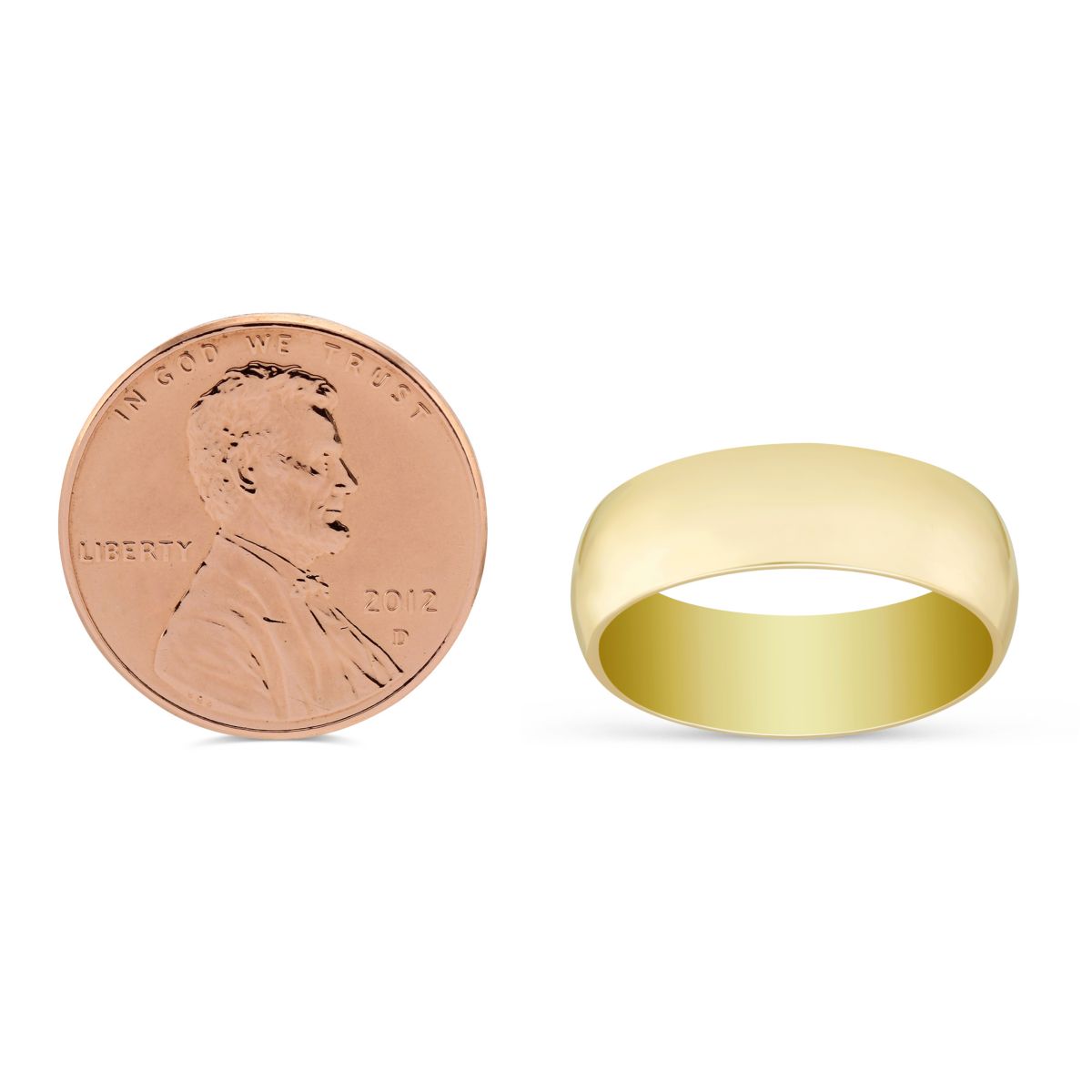 Yellow Gold 6mm Low Dome Comfort Fit Wedding Band, Size 7