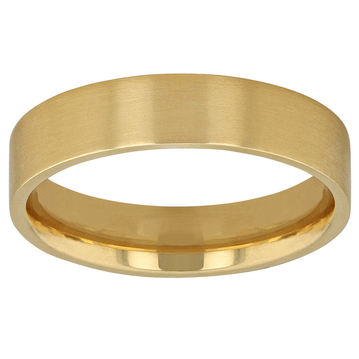 Furrer-Jacot Yellow Gold Satin 4.5 mm Flat Wedding Band, Size 7.5