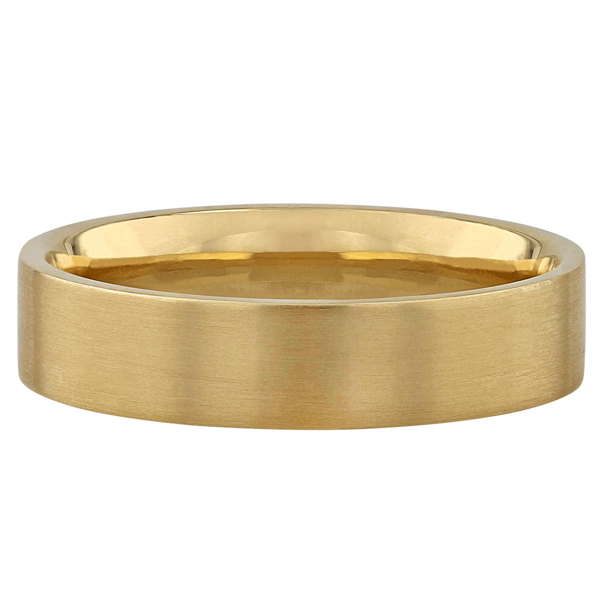 Furrer-Jacot Yellow Gold Satin 4.5 mm Flat Wedding Band, Size 7.5