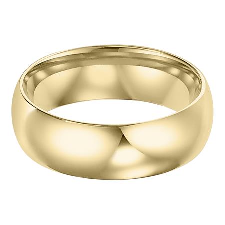 Yellow Gold Comfort Fit Low Dome 6 mm Wedding Band, Size 7.5