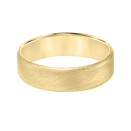 Yellow Gold Brushed Flat Comfort Fit 6 mm Wedding Band, Size 8