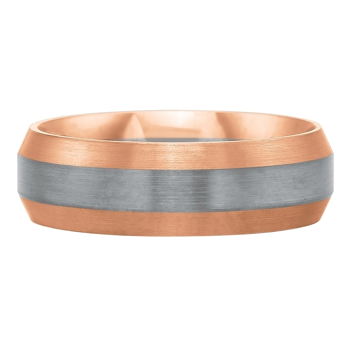 Rose & White Gold 7 mm Brushed Wedding Band, Size 7.5