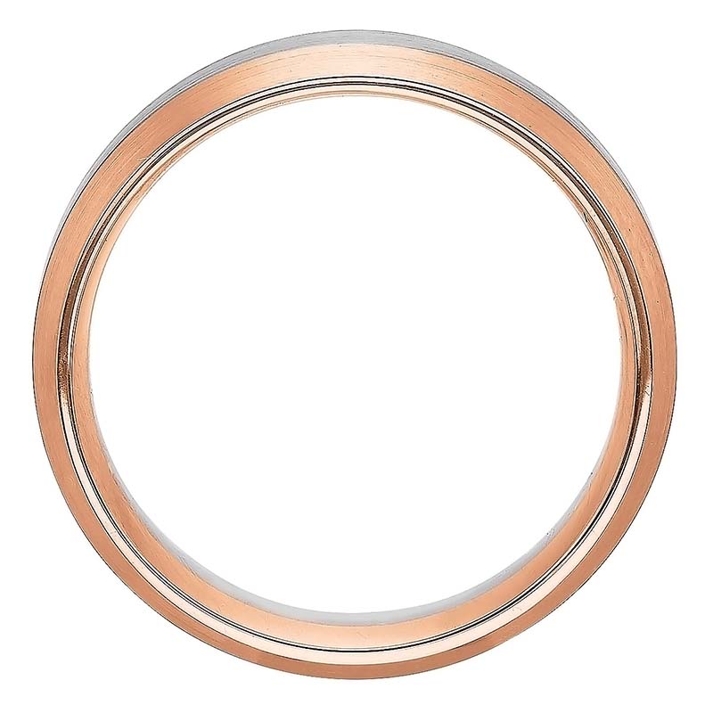 Rose & White Gold 7 mm Brushed Wedding Band, Size 7.5