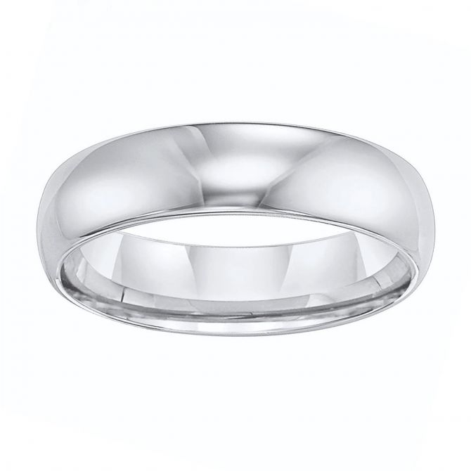 White Tungsten Comfort Fit 6 mm Wedding Band, Size 8