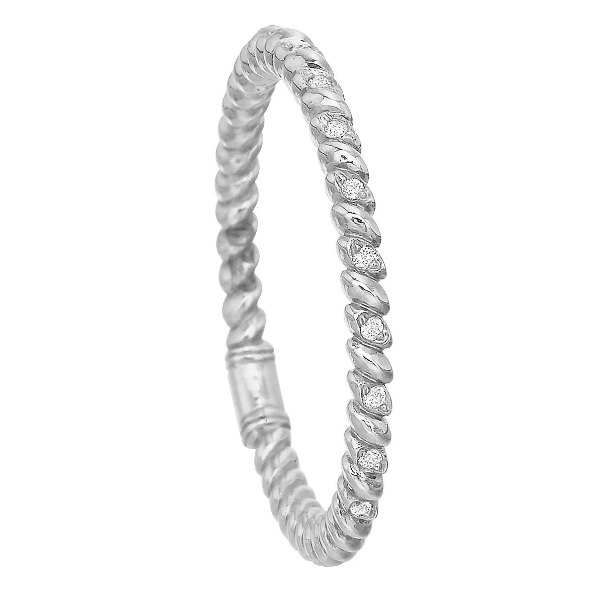 Diamond Alternating Thin Rope Pattern Wedding Band in White Gold, Size ...