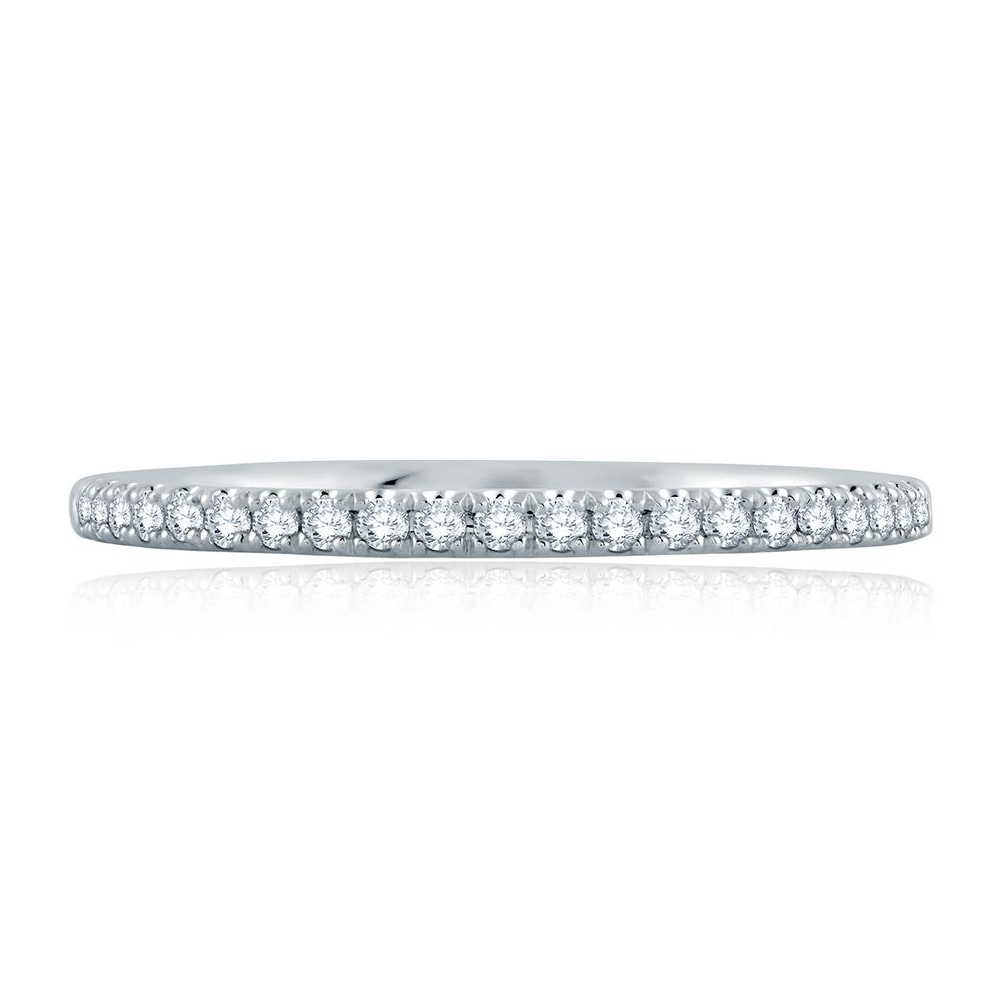 A. Jaffe 14K White Gold Diamond Curved Wedding Band, 0.17aptw | Borsheims
