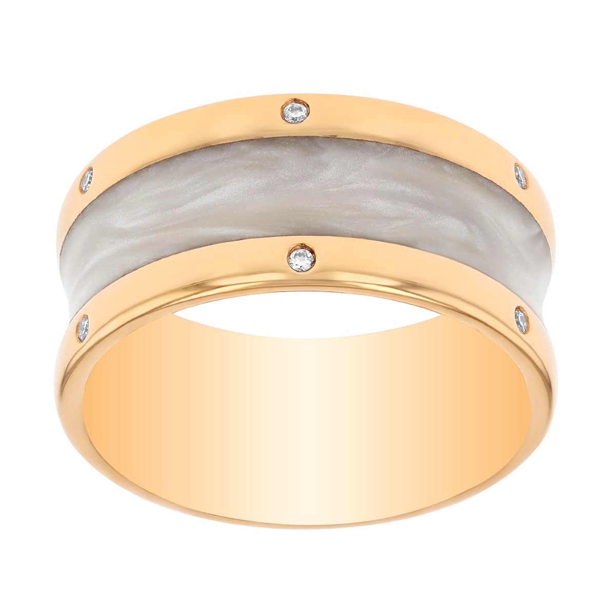Furrer-Jacot Ceramic & Rose Gold Wedding Band with Diamond Accents