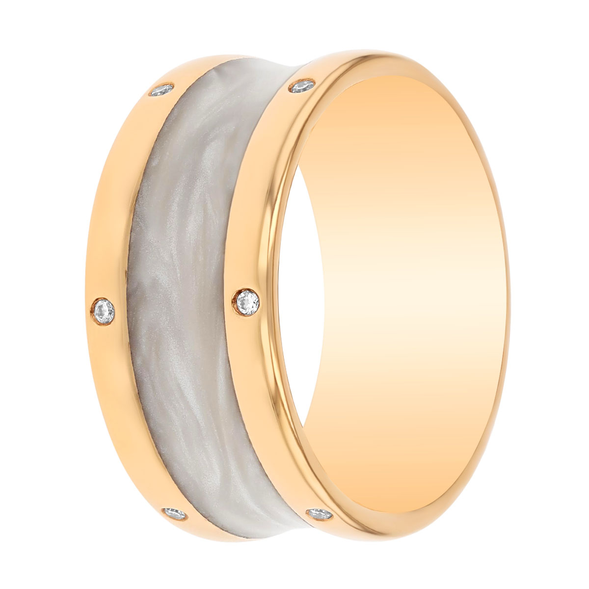 Furrer-Jacot Ceramic & Rose Gold Wedding Band with Diamond Accents