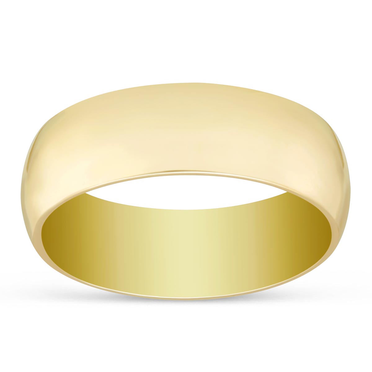 Yellow Gold Comfort Fit Low Dome Wedding Band, 6mm