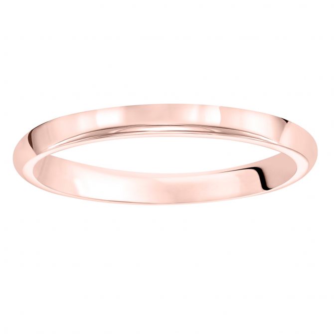 Rose Gold Comfort Fit Low Dome 2.5 mm Wedding Band, Size 8